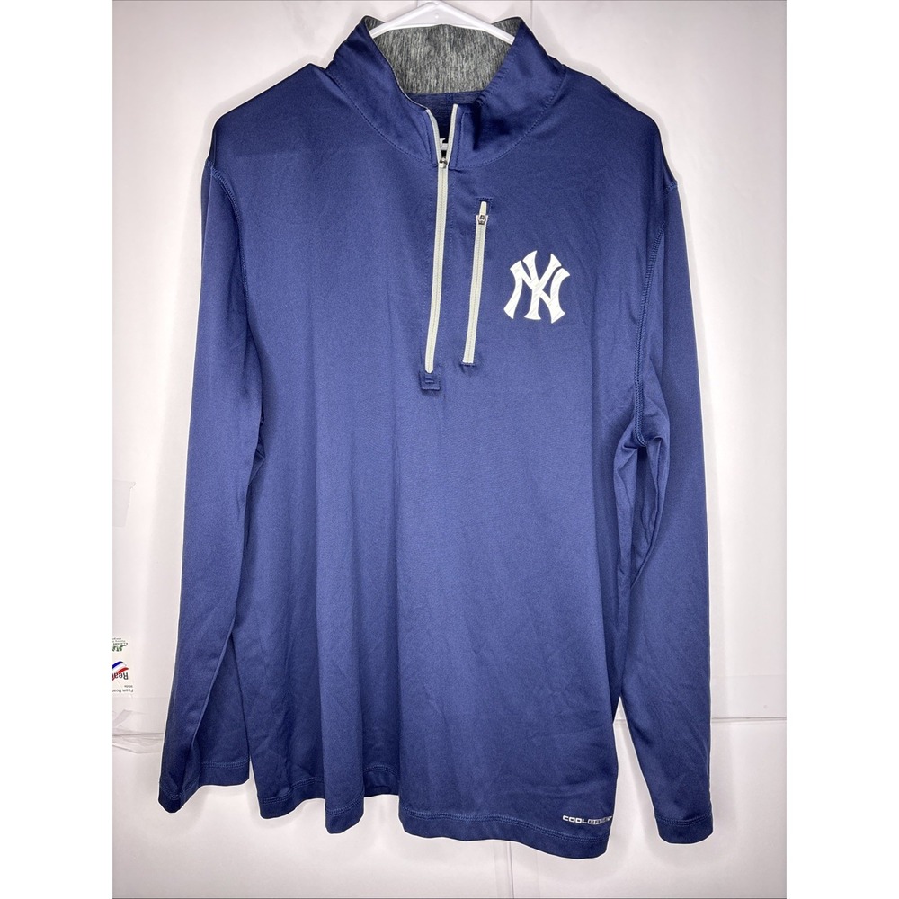 New York Yankees Majestic Cool Base Athletic Baseball Pullover Mens L 1/2‎ Zip